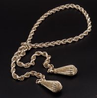 Vintage Lariat- Halskette; silberfarben mit Tropfenanhängern