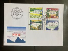 Schweiz 1996 FDC Satz ATM Automatenmarken nicht gelaufen