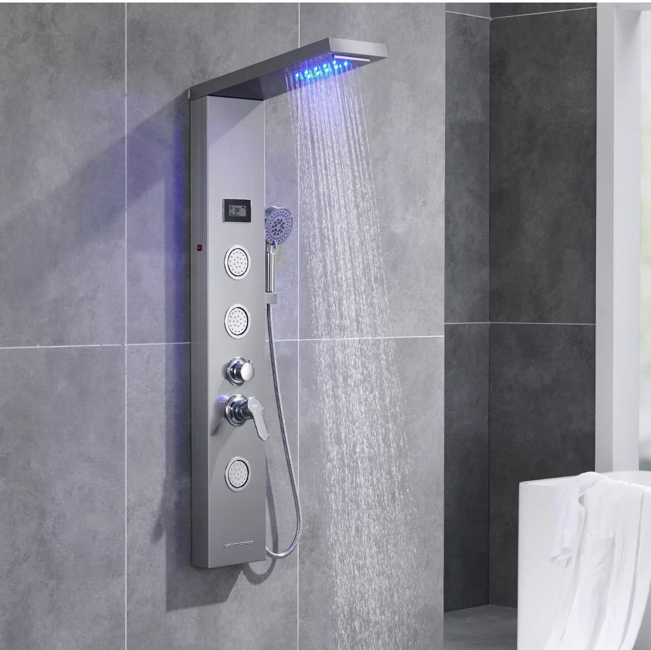 Docce: + Duschpaneel Edelstahl Duschset Duschsäule Regendusche – Nuovo e nell'imballaggio originale da Amriswil venduto da JaJa-Express 5