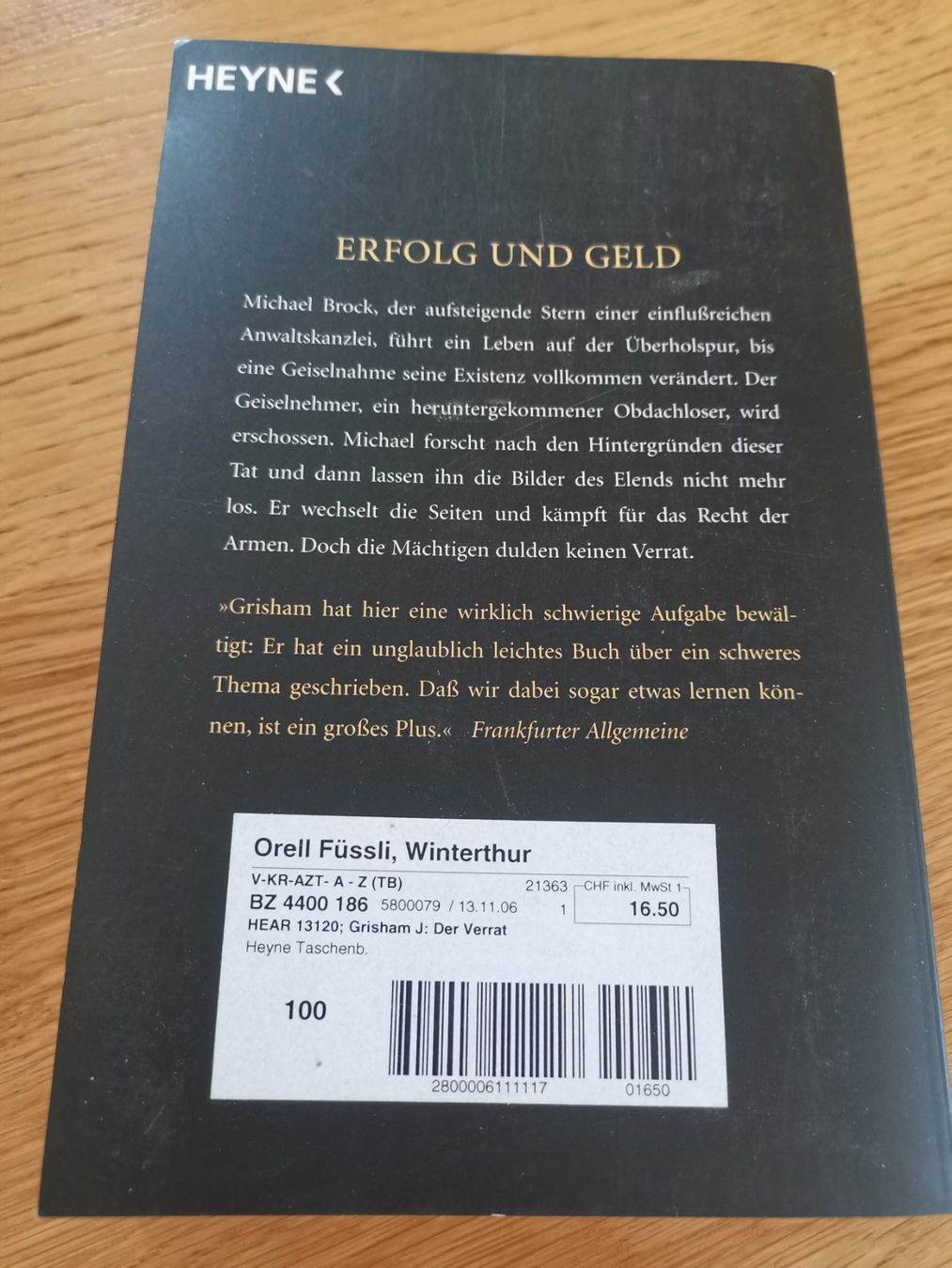 Libri: John Grisham: Der Verrat – Usato da Wiesendangen venduto da MMoretto 1