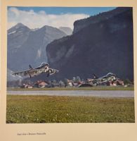 Schweizer Militärflugzeug Hunter, Patrouille, Klebebild,1963