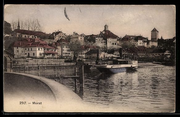Cartoline postali: AK Morat, Motiv mit Bootsanleger – Usato da Berlin venduto da bartko-reher
