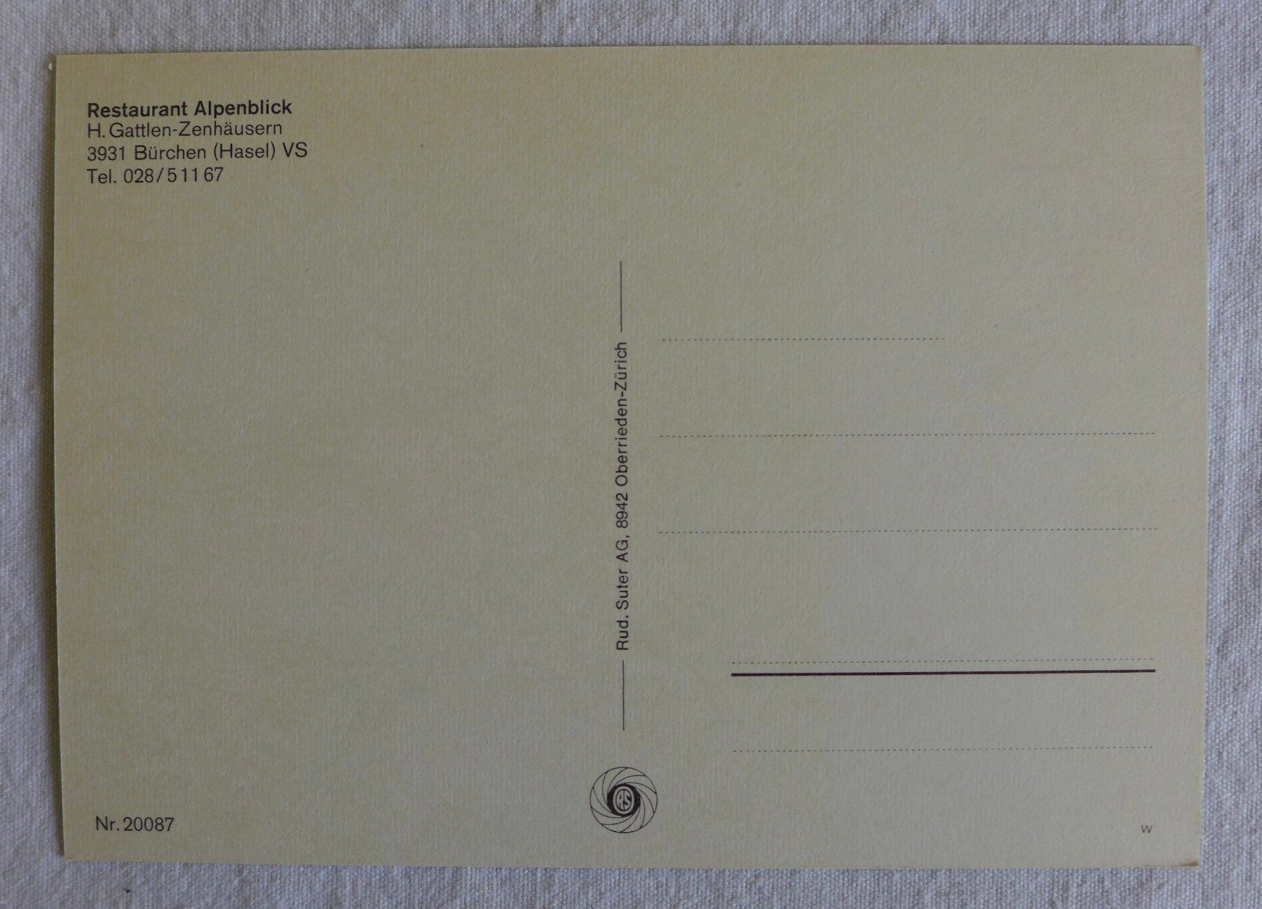 Cartoline postali: AK BÜRCHEN HASEL VS, Restaurant Alpenblick – Usato da Wallisellen venduto da aloa09 1