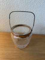 Seau à glace en verre craquelé avec anse en métal argenté
