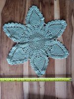 Gehäkelte Tischdecke, Mitteldecke, mintgrün, Handarbeit