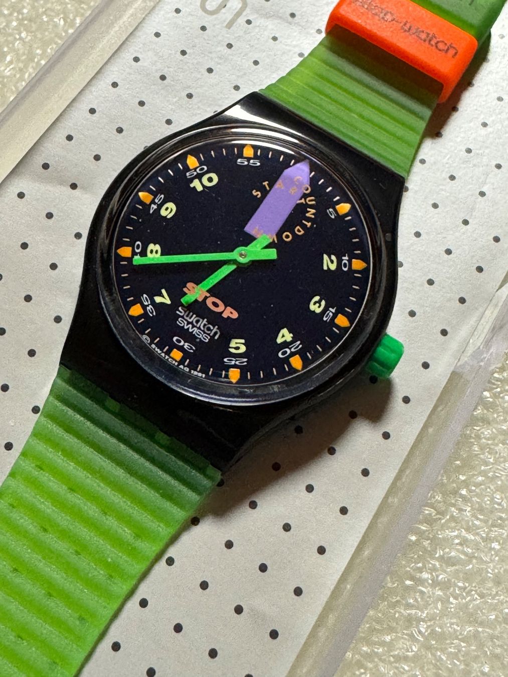 Swatch Orologi: SWATCH STOP WATCH JESSE RUSH SSB100 NEU – Nuovo e nell'imballaggio originale da Schaffhausen venduto da vasco016