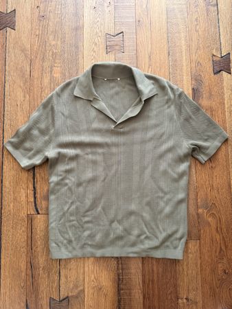 Herren Poloshirt kurzarm Khaki Grösse L gestreift guter Zust