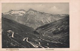 Antik Splügenpass Postkarte, Schweizer Alpen, um 1900.