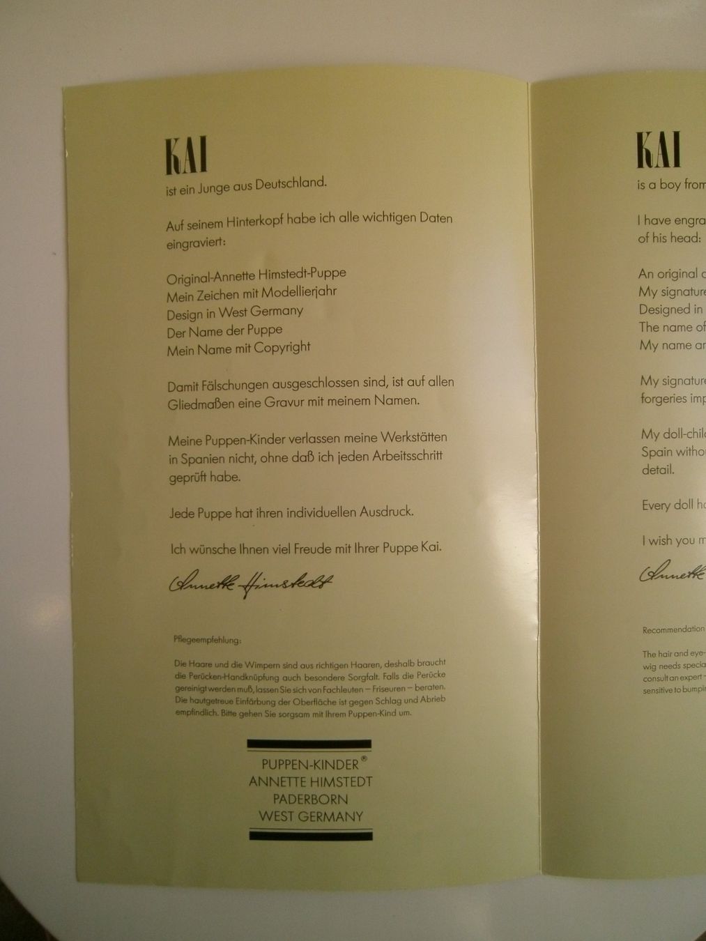 Annette Himstedt Puppen: A. Himstedt " KAI " avec certificat – Neu und originalverpackt aus Moutier von Mouschka 4