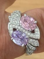 Luxus Elegante Gr.18:8 Ring Farbe:Silber/Rosa/Lilas zirkonia