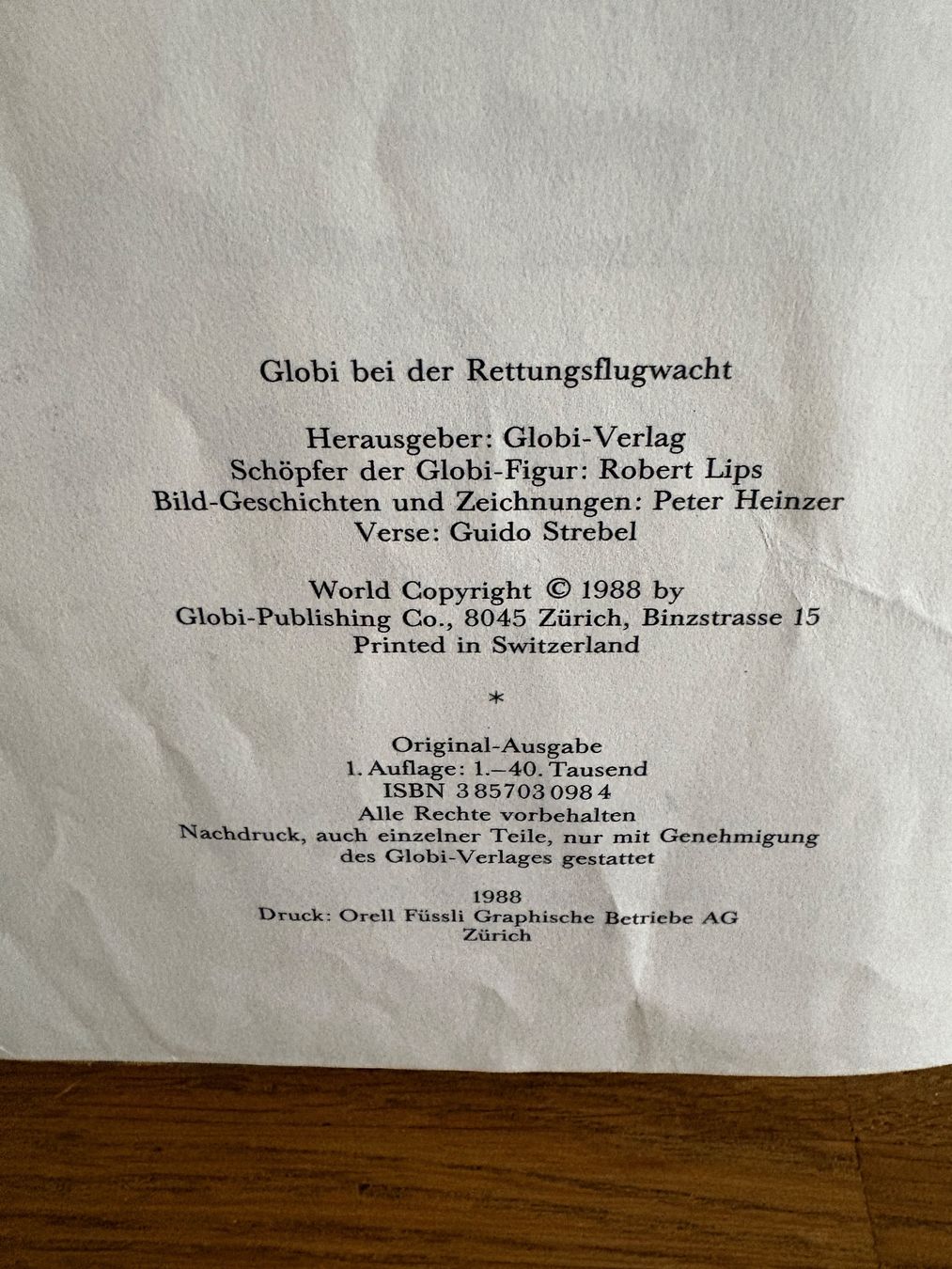 Libri: Globi bei der Rettungsflugwacht – Usato da Zürich venduto da sch_kqj7 1