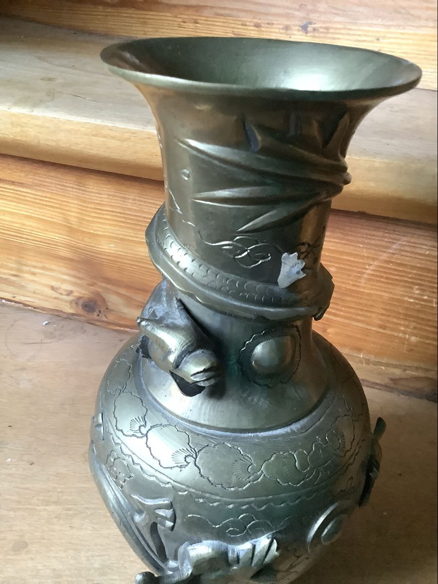 Vasen & Gefässe: Alte asiatische Metall Drachenvase – Gebraucht aus Zürich von Albatros57 3