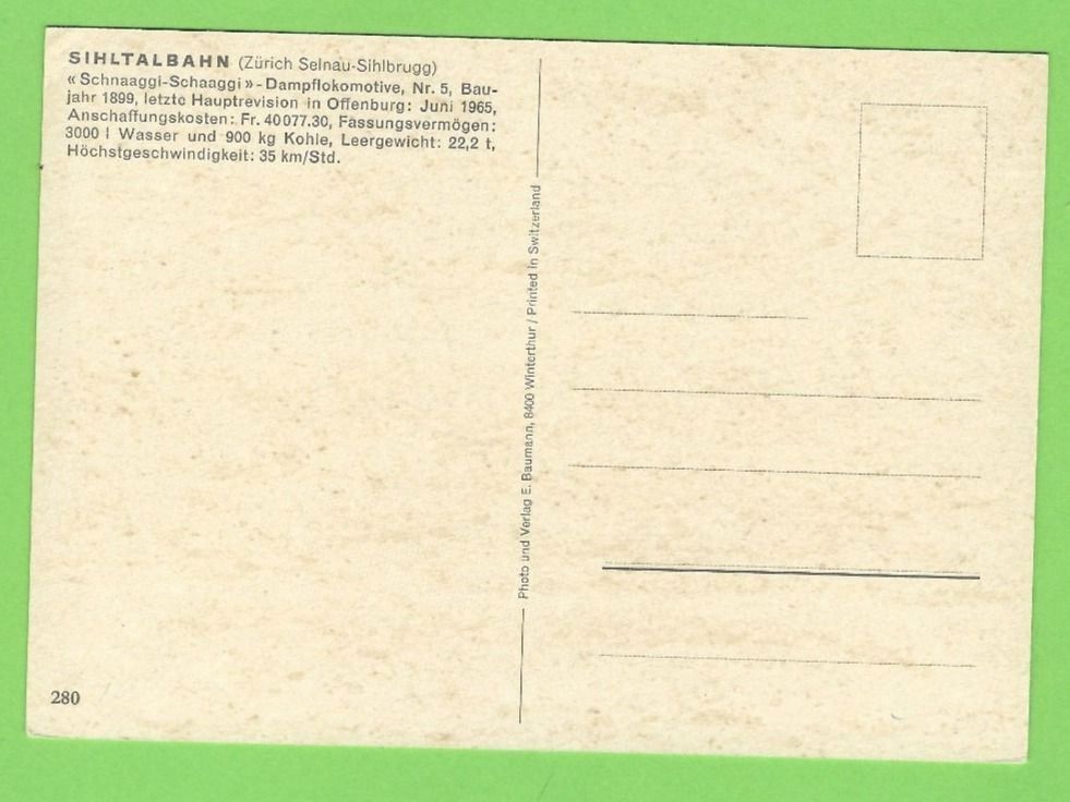 Cartoline postali: Sihltalbahn "Schnaaggi-Schaggi" – Usato da Zürich venduto da t24_de 1