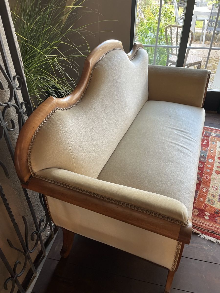 Sofas: Biedermeier-Sofa, hellbeige, Stoff guter Zustand  – D'occasion à Matzendorf par Mei60 3