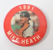 1991 Mike Heath Baseball Spieler Button