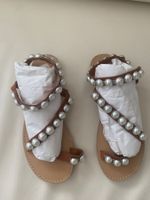 SUMMERTIME - stylische Flip-Flops mit Perlen, braun, 38