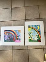 2 Regenbogenbilder 1x Handgemalt und 1Litho. von F. Allinger