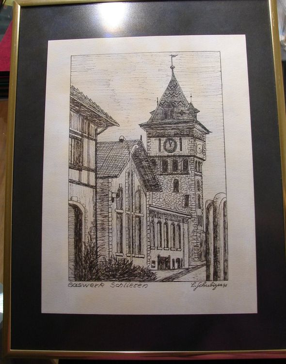 Altes Gaswerk Schlieren von Schubiger Zeichnung / 24 Kaufen auf Ricardo