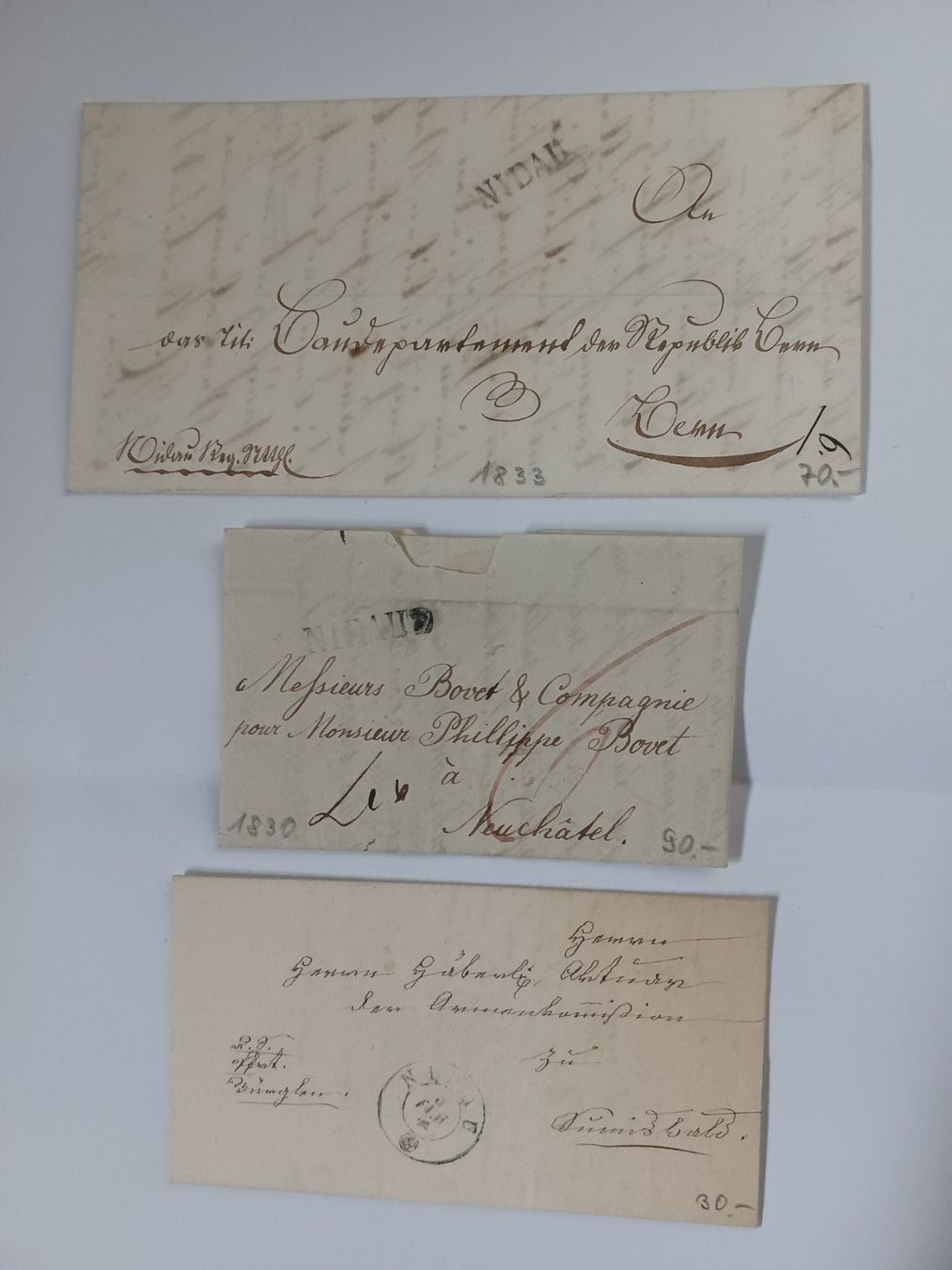 Alle Briefmarken: Sammlung von 9 Belegen Vorphilatelie "NIDAU" – Gebraucht aus Ipsach von rud_9wkq