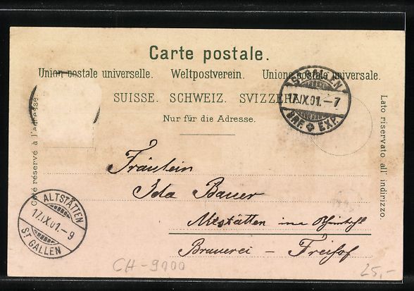 Cartoline postali: Litho St. Gallen, Post Walhalla m. elekt – Usato da Berlin venduto da bartko-reher 1