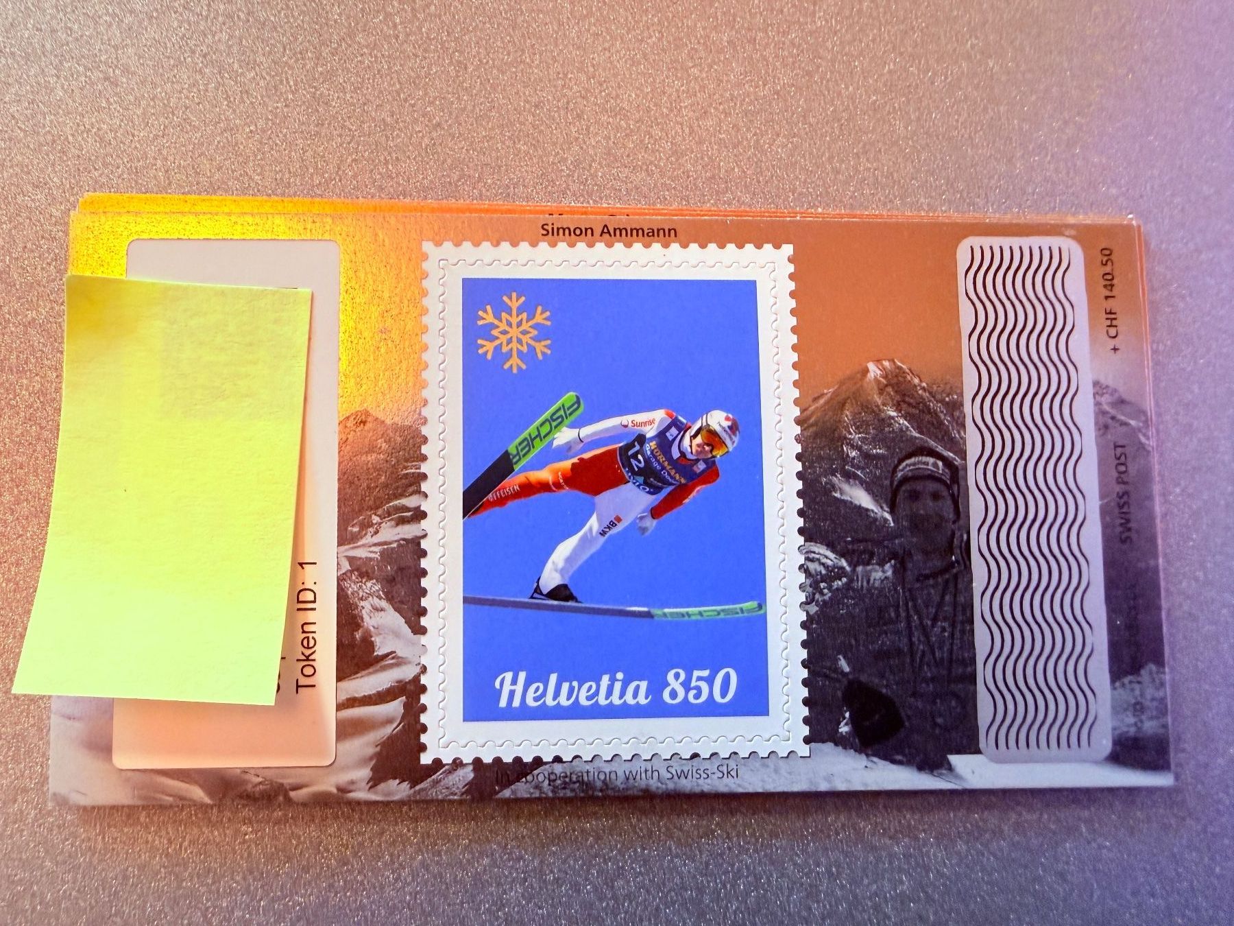 Tutti i francobolli: Swiss Crypto Stamp 5.0 "silber" ID 1 Simon Ammann ** – Usato da Lungern venduto da Jopae