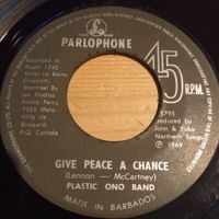 The Plastic Ono Band ‎– Give Peace A Chance 7",BARBADOS