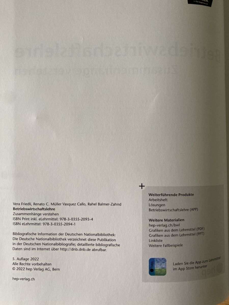 Libri: Betriebswirtschaftslehre, 5. Auflage – Usato da Gachnang venduto da hosti8547 1