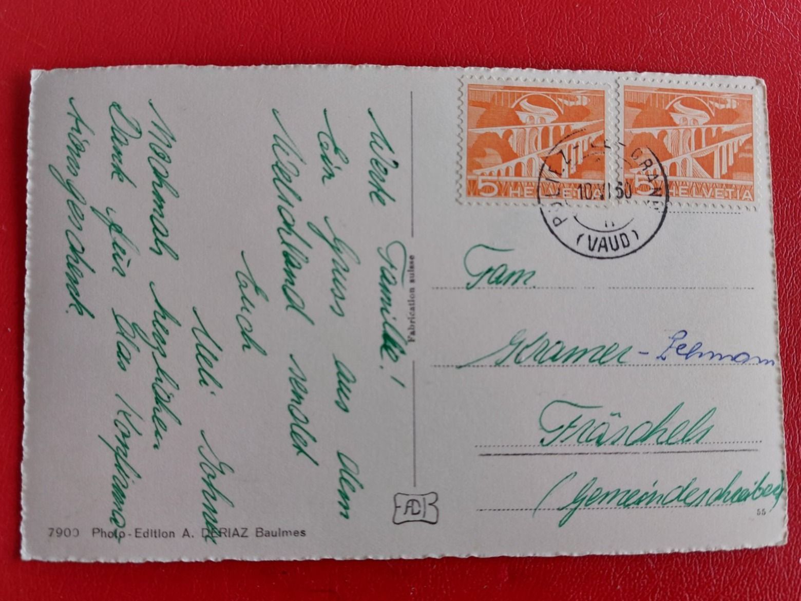 Ansichtskarten: Poliez-le-Grand 1960 – Gebraucht aus St-Légier-Chiésaz von Theo006 1