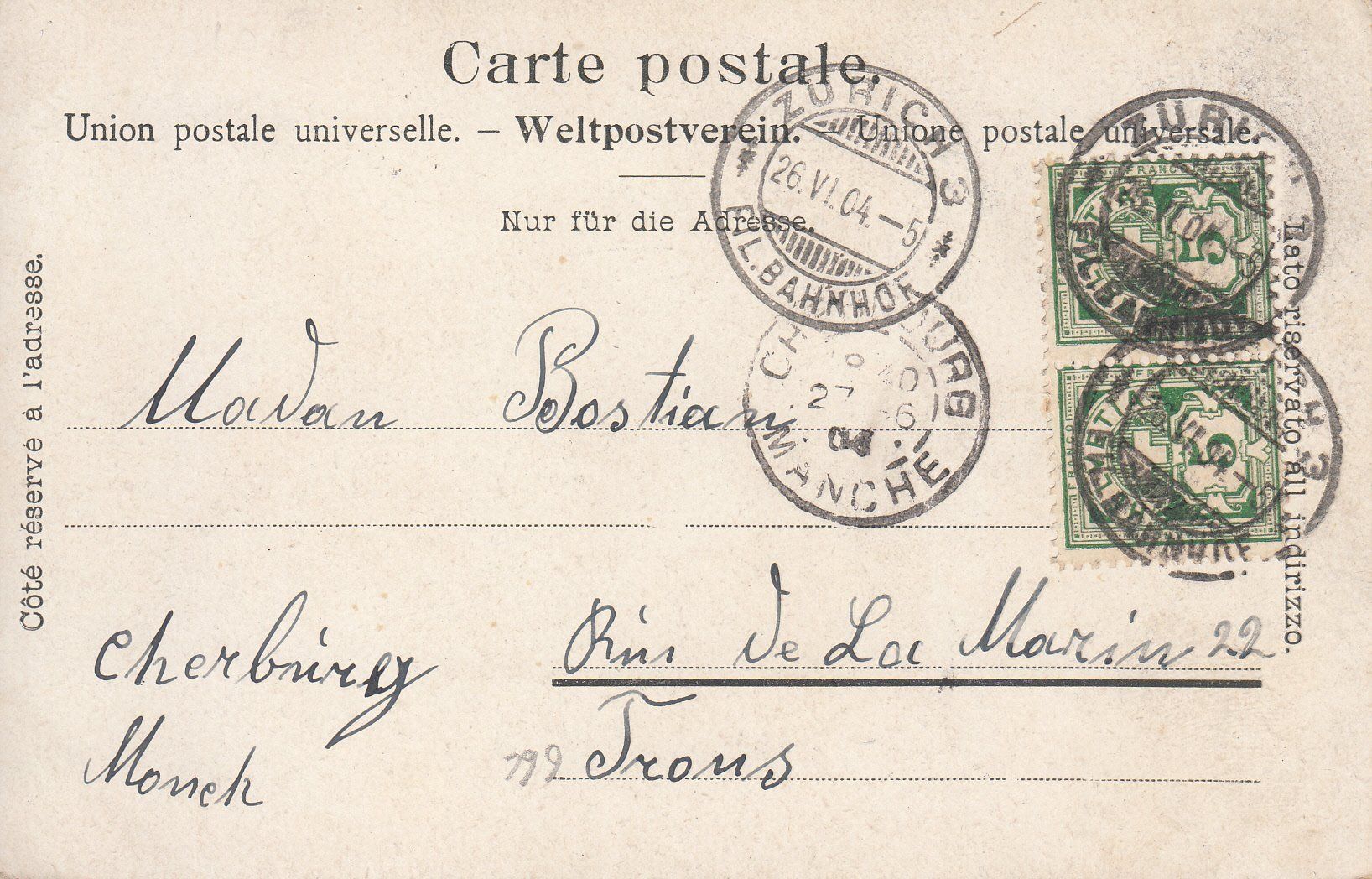 Cartoline postali: Zürich Bahnhofbrücke 1904 – Usato da Bürglen TG venduto da StampGraf 1