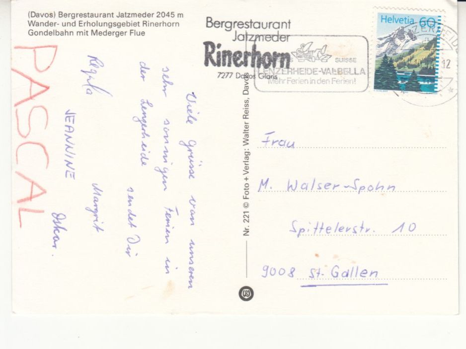 Cartoline postali: Rinerhorn 1994 – Usato da Bürglen TG venduto da StampGraf 1