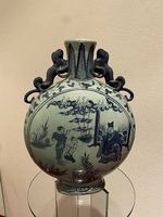     Grand vase chinois ancien décor bleu et blanc