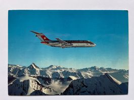Postkarte erste DC-9/15 der Swissair 1966 über den Alpen