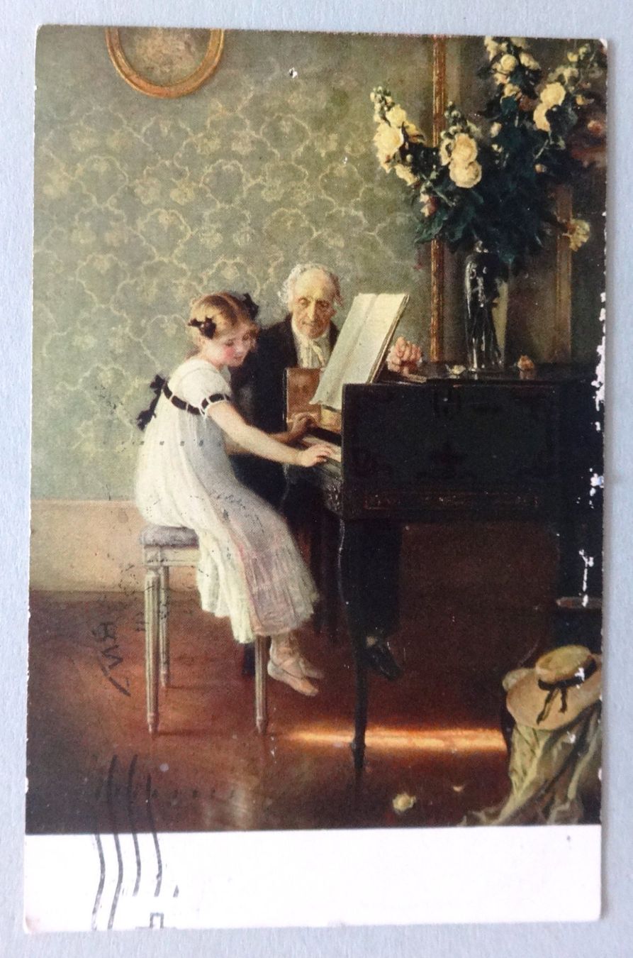 Cartes postales: Klavierstunde - La leçon de piano – D'occasion à Fétigny par Billy2miny