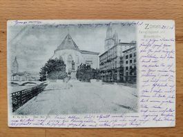 AK Zürich Zwinglidenkmal und Wasserkirche