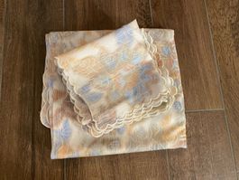 Tischtuch + 8 Servietten Rosenmuster Vintage 222 x 123 cm