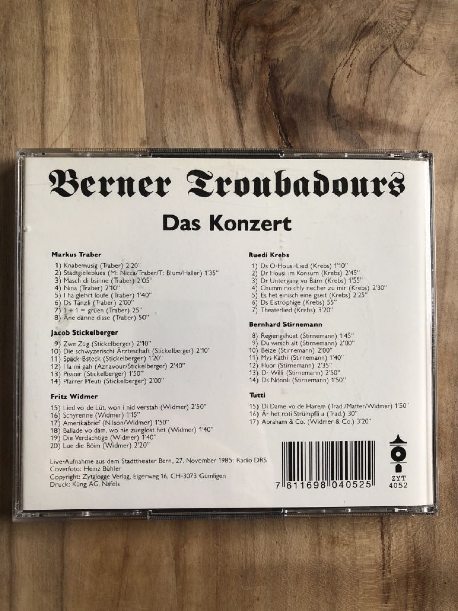 CD: CD berner troubadours DAS KONZERT – Usato da Liebefeld venduto da manganum 1