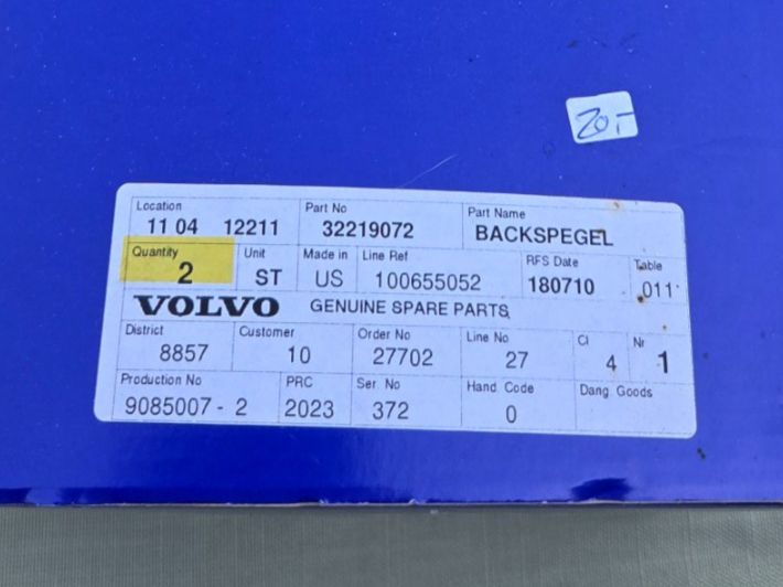 Volvo Tutti pezzi di ricambio auto: Rückspiegel Volvo – Nuovo (secondo la descrizione) da Hünenberg venduto da pma_dm5g 5