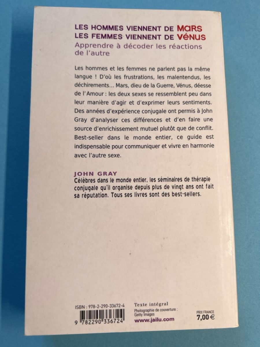 Libri: John Gray: Les hommes viennent de Mars – Usato da Genève venduto da PoissonBlue 1