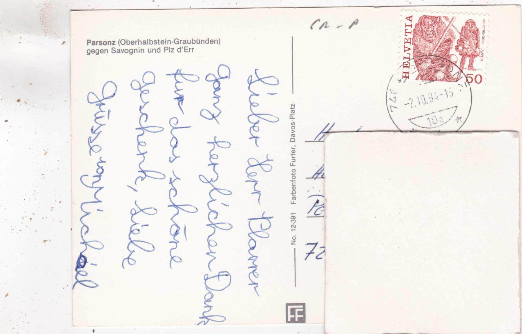 Ansichtskarten: Parsonz 1984 – Gebraucht aus Herisau von Lisegrat2008 1