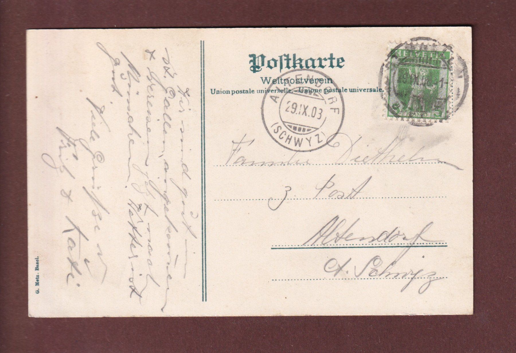 Cartoline postali: ST. GALLEN - Museum - Stiftskirche - 1908 – Usato da Pully venduto da nicecards 1