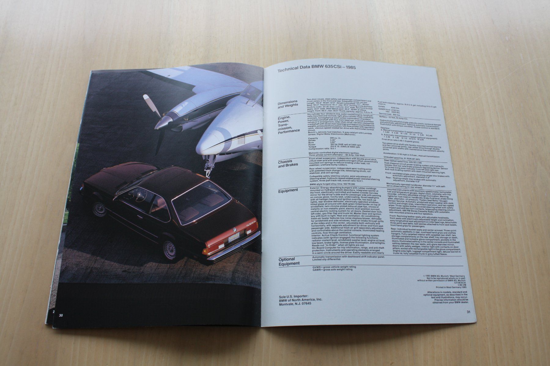 BMW Documenti: BMW 635 CSi USA Prospekt 1985 – Usato da Wikon venduto da erwin400 9