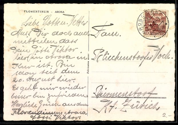 Cartes postales: AK Arosa, Florentinum – D'occasion à Berlin par bartko-reher 1