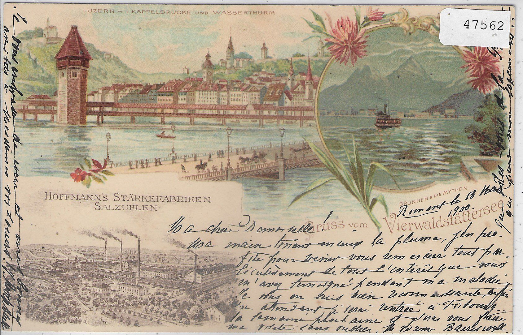 Cartoline postali: Gruss vom Vierwaldstättersee - Luzern - Hoffmann Litho – Usato da Ettingen venduto da Kartenplanet