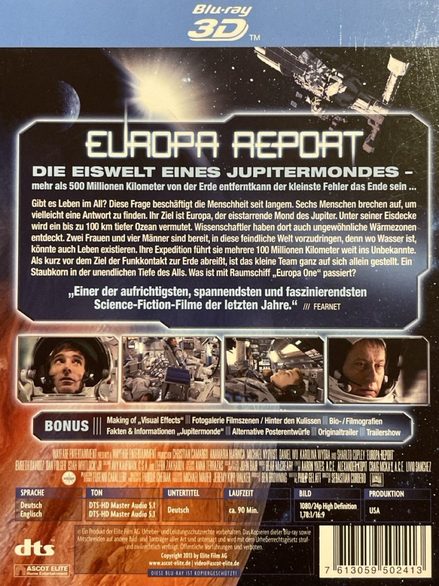 Tutti i DVDs: Europa Report 3D (2013) – Usato da Waldenburg venduto da Gonzo8 1