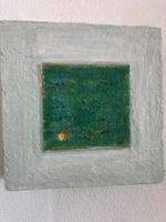 Bild grün blau Gold modern Unikat 20x20 Papierkunst