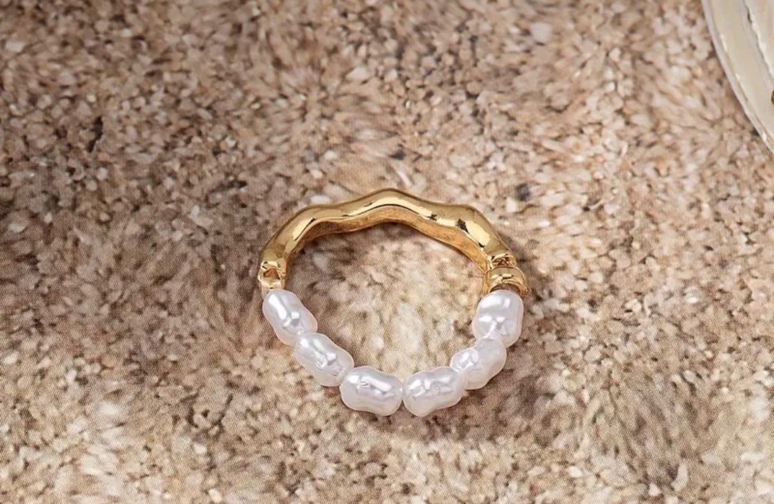Ringe: unregelmässiger Imitation-Perl-Ring, elastisches Band, 2cm – Neu und originalverpackt aus Winkel von ferrari2022 3