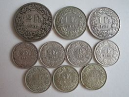 10 Silbermünzen  Schweiz