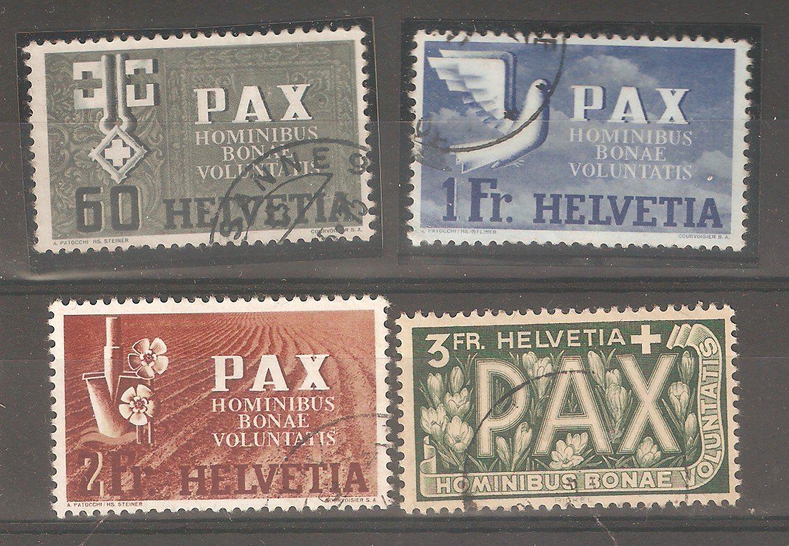 Tutti i francobolli: PAX  60 Rp  + 1-2-3 Fr. – Usato da Lausanne venduto da Whorvath