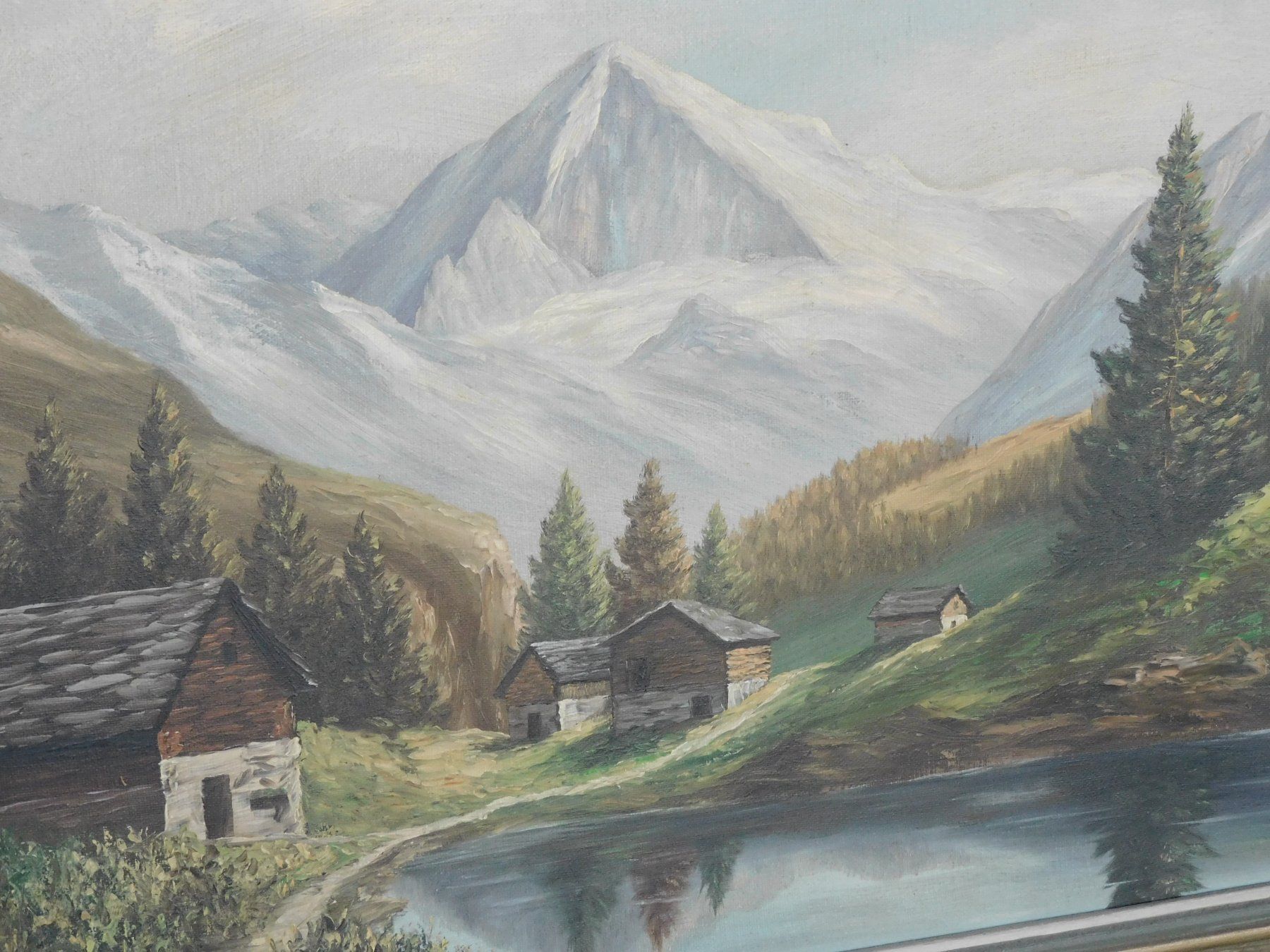 Gemälde: Kunst Landschafts Gemälde grosses altes Ölgemälde – Gebraucht aus Sursee von 76 3