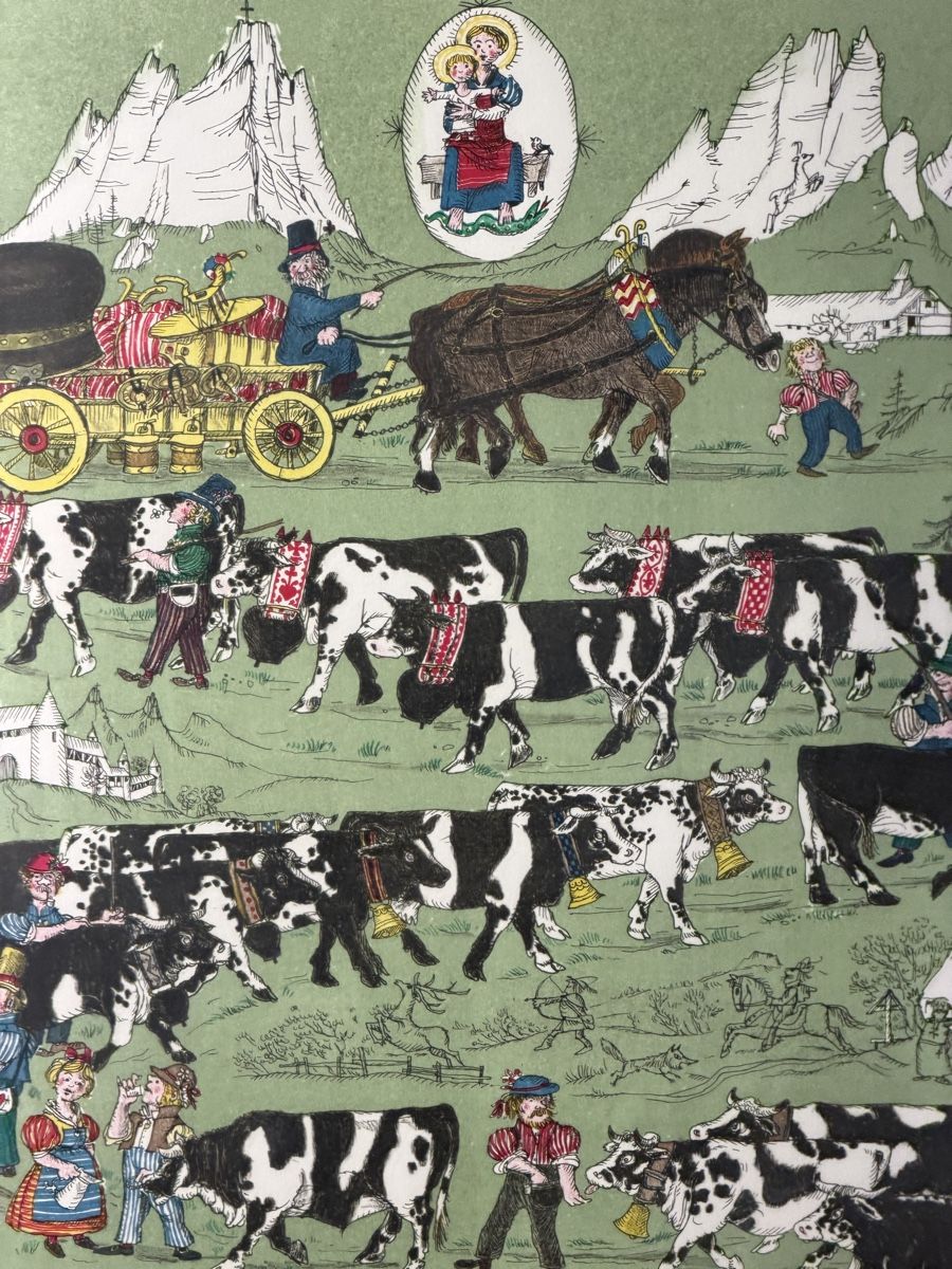 Grafiken & Lithographien: Teddy Aeby Art Print Framed Alpine Procession 1973 – Gebraucht aus Lausanne von artnouveau04 1